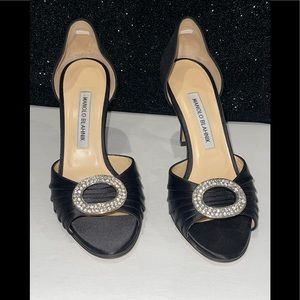 Authentic Black Satin Manolo Blahnik Heels